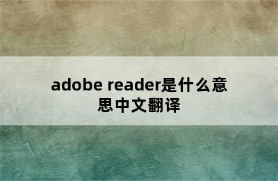 adobe reader是什么意思中文翻译